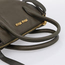 Miu Miu Hand Bag Leather 2way Khaki Gold Auth 201966A-7
