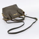 Miu Miu Hand Bag Leather 2way Khaki Gold Auth 201966A-8