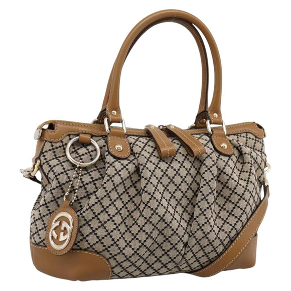 GUCCI Diamante Sukey Hand Bag Canvas 2way Beige Gold 247902 Auth 201967A