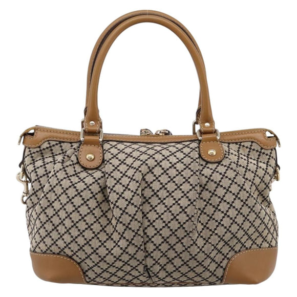 GUCCI Diamante Sukey Hand Bag Canvas 2way Beige Gold 247902 Auth 201967A