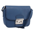 Miu Miu Shoulder Bag Leather Blue Silver Auth 201970A-1