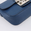 Miu Miu Shoulder Bag Leather Blue Silver Auth 201970A-14