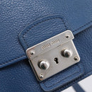 Miu Miu Shoulder Bag Leather Blue Silver Auth 201970A-17