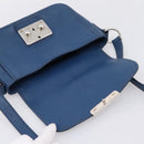 Miu Miu Shoulder Bag Leather Blue Silver Auth 201970A-10