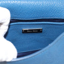 Miu Miu Shoulder Bag Leather Blue Silver Auth 201970A-18