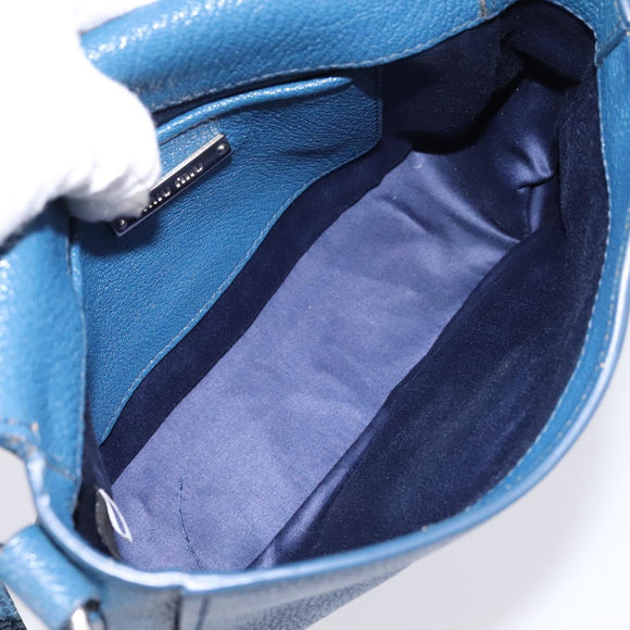 Miu Miu Shoulder Bag Leather Blue Silver Auth 201970A