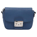 Miu Miu Shoulder Bag Leather Blue Silver Auth 201970A-13