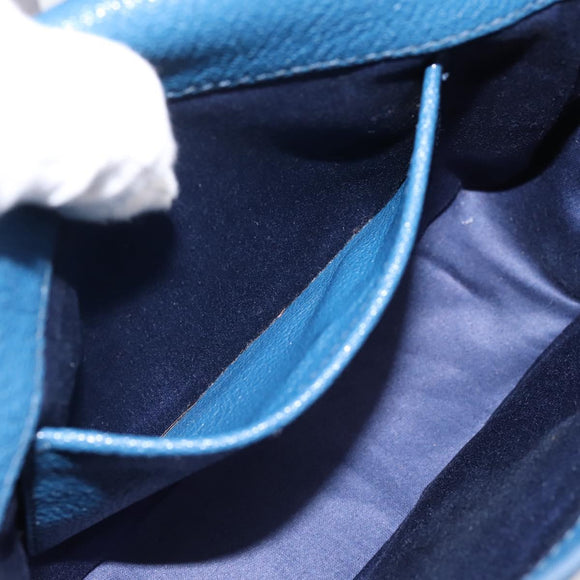 Miu Miu Shoulder Bag Leather Blue Silver Auth 201970A