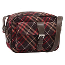BURBERRY Nova Check Blue Label Shoulder Bag Canvas Red Silver Auth 201971A-1