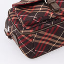 BURBERRY Nova Check Blue Label Shoulder Bag Canvas Red Silver Auth 201971A-15