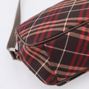 BURBERRY Nova Check Blue Label Shoulder Bag Canvas Red Silver Auth 201971A-17