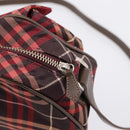 BURBERRY Nova Check Blue Label Shoulder Bag Canvas Red Silver Auth 201971A-9