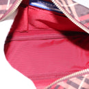 BURBERRY Nova Check Blue Label Shoulder Bag Canvas Red Silver Auth 201971A-11
