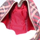 BURBERRY Nova Check Blue Label Shoulder Bag Canvas Red Silver Auth 201971A-18