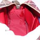 BURBERRY Nova Check Blue Label Shoulder Bag Canvas Red Silver Auth 201971A-19