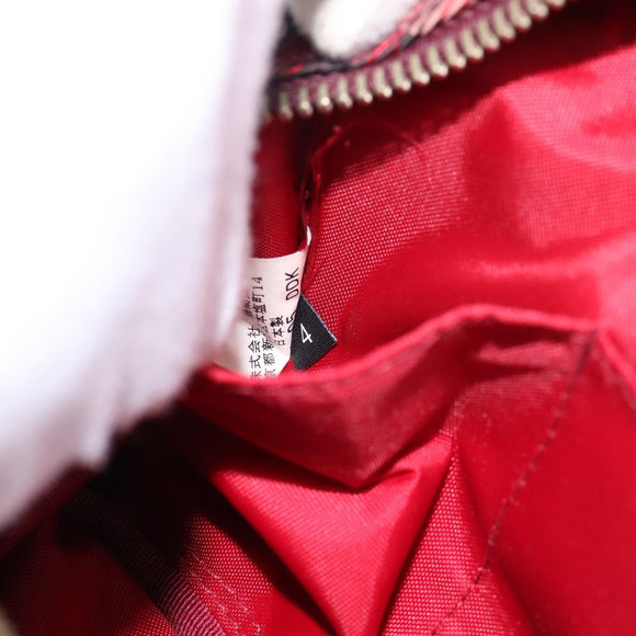 BURBERRY Nova Check Blue Label Shoulder Bag Canvas Red Silver Auth 201971A