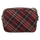 BURBERRY Nova Check Blue Label Shoulder Bag Canvas Red Silver Auth 201971A-2