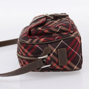 BURBERRY Nova Check Blue Label Shoulder Bag Canvas Red Silver Auth 201971A-3