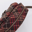 BURBERRY Nova Check Blue Label Shoulder Bag Canvas Red Silver Auth 201971A-6