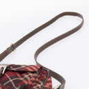 BURBERRY Nova Check Blue Label Shoulder Bag Canvas Red Silver Auth 201971A-8