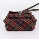 BURBERRY Nova Check Blue Label Shoulder Bag Canvas Red Silver Auth 201971A-5