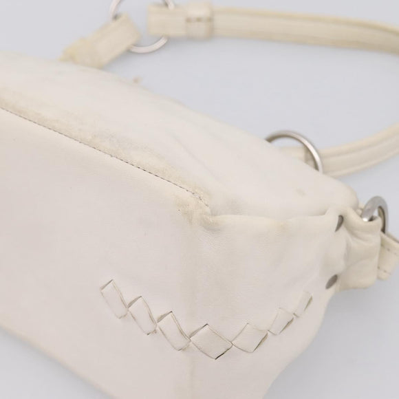 BOTTEGA VENETA Shoulder Bag Leather White Gold Auth 201972