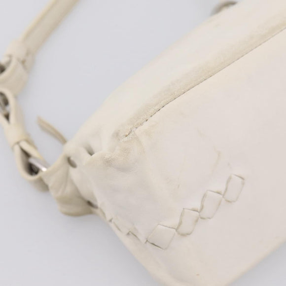 BOTTEGA VENETA Shoulder Bag Leather White Gold Auth 201972