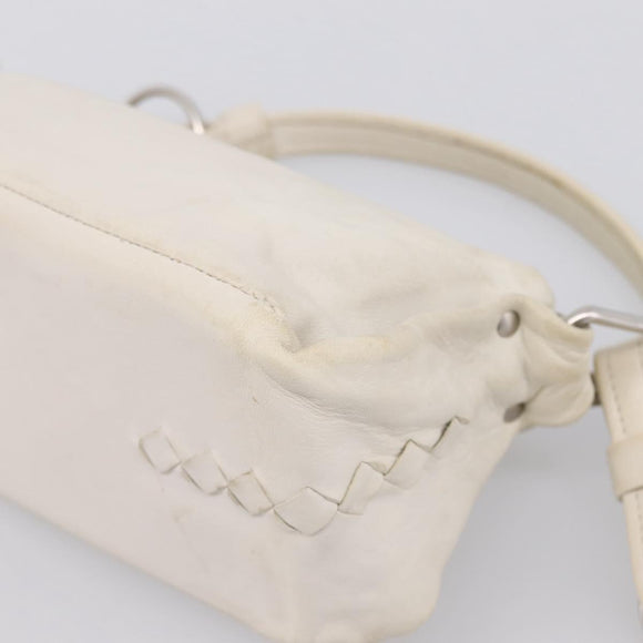 BOTTEGA VENETA Shoulder Bag Leather White Gold Auth 201972