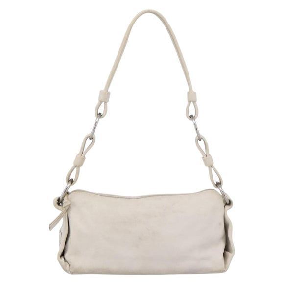 BOTTEGA VENETA Shoulder Bag Leather White Gold Auth 201972