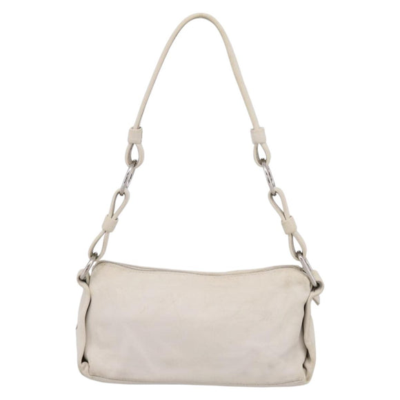 BOTTEGA VENETA Shoulder Bag Leather White Gold Auth 201972