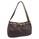 Miu Miu Shoulder Bag Leather Brown Silver Auth 201975-1