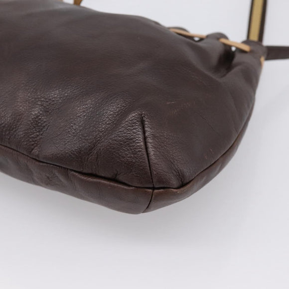 Miu Miu Shoulder Bag Leather Brown Silver Auth 201975
