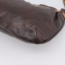 Miu Miu Shoulder Bag Leather Brown Silver Auth 201975-15