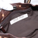 Miu Miu Shoulder Bag Leather Brown Silver Auth 201975-10
