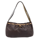 Miu Miu Shoulder Bag Leather Brown Silver Auth 201975-13