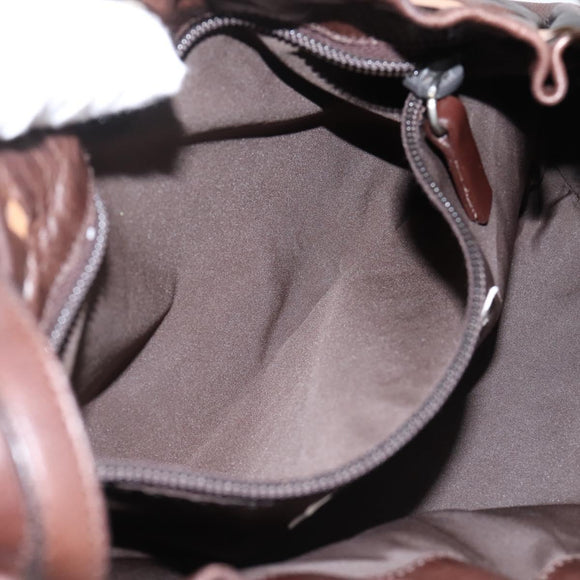 Miu Miu Shoulder Bag Leather Brown Silver Auth 201975