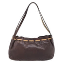 Miu Miu Shoulder Bag Leather Brown Silver Auth 201975-2