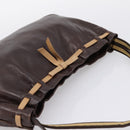 Miu Miu Shoulder Bag Leather Brown Silver Auth 201975-6