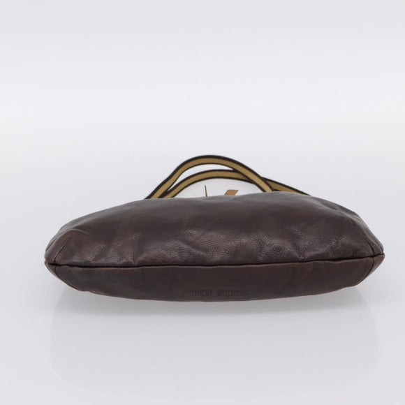 Miu Miu Shoulder Bag Leather Brown Silver Auth 201975