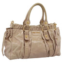 Miu Miu Hand Bag Vitello Lux Leather 2way Beige Gold Auth 201979A-1