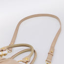 Miu Miu Hand Bag Vitello Lux Leather 2way Beige Gold Auth 201979A-14