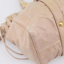 Miu Miu Hand Bag Vitello Lux Leather 2way Beige Gold Auth 201979A-17