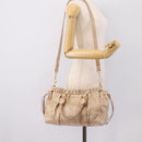 Miu Miu Hand Bag Vitello Lux Leather 2way Beige Gold Auth 201979A-23