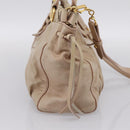 Miu Miu Hand Bag Vitello Lux Leather 2way Beige Gold Auth 201979A-3