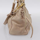 Miu Miu Hand Bag Vitello Lux Leather 2way Beige Gold Auth 201979A-4