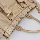 Miu Miu Hand Bag Vitello Lux Leather 2way Beige Gold Auth 201979A-6