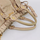 Miu Miu Hand Bag Vitello Lux Leather 2way Beige Gold Auth 201979A-7