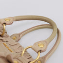 Miu Miu Hand Bag Vitello Lux Leather 2way Beige Gold Auth 201979A-8