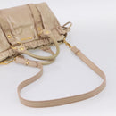 Miu Miu Hand Bag Vitello Lux Leather 2way Beige Gold Auth 201979A-9
