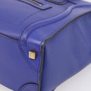 CELINE Luggage Micro Shopper Hand Bag Leather Blue Gold Auth 201981A-9